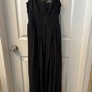 Lulus Full Heart Black Smocked Midi Dress